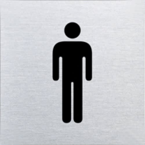 Piktogramm Herren quadratisch schwarzes Männchen Symbol auf grauem Hintergrund