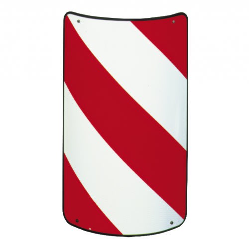 Flachschild mit konvexer Form und rot-weißen diagonalen Streifen für Verkehrsleitsäule C