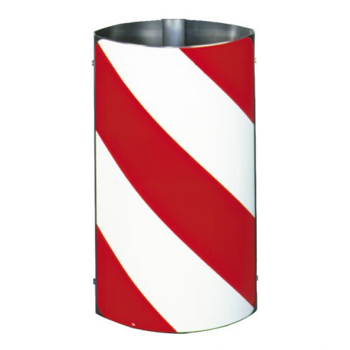 Zylindrisch elliptischer Körper mit rot-weißen diagonalen Streifen für Verkehrsleitsäule