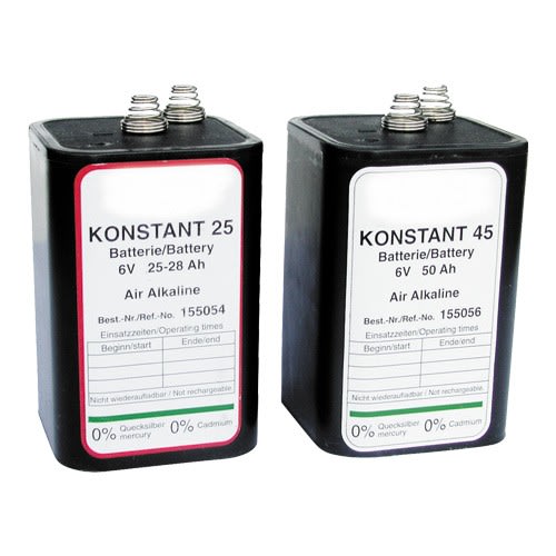 Hochleistungsbatterie Konstant 25 und Konstant 45, 6V Air Alkaline Batterien mit 25-28 Ah und 50 Ah Kapazität
