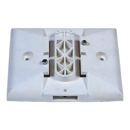 Fuß L50 für Leitboy II aus weißem Kunststoff mit Befestigungslöchern und Schrauben