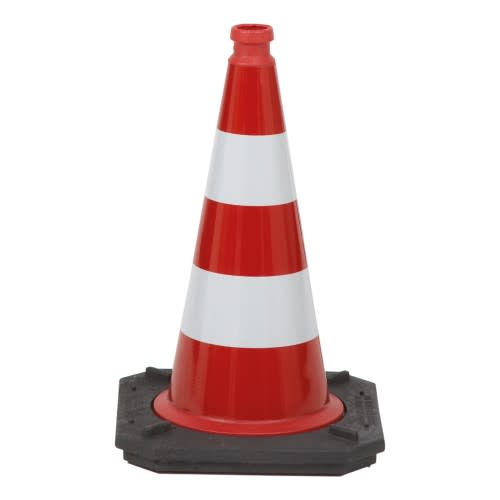 Roter TL Verkehrsleitkegel mit weißen Streifen, zweiteilig, BASt geprüft
