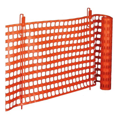 50 Meter langer oranger Fangzaun STOPPEX mit Pfosten