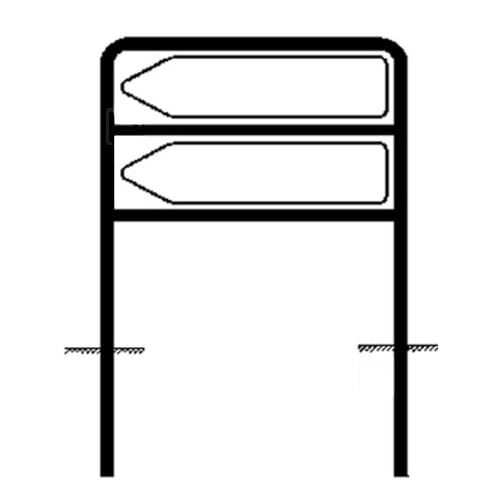 Rohrrahmen Typ 11 mit zwei rechteckigen Richtungsschildern und Pfeilen