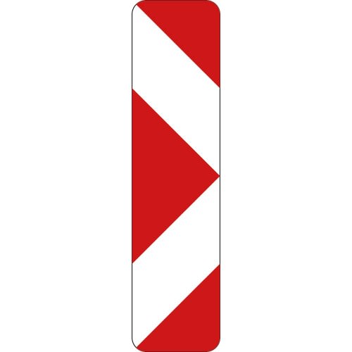 Pfeilbake Aufstellung links Verkehrsschild VZ 605-21 rot weißes Warnzeichen