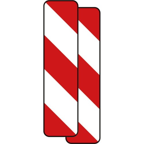 Schraffenbake -20/-20, doppelseitiges Verkehrsschild VZ 605-41 mit rot-weißen diagonalen Streifen
