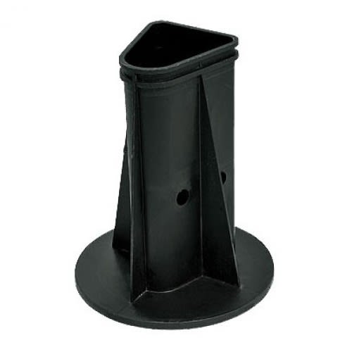 Schwarzer Kunststoffeingrabsockel mit runder Basis und dreieckigem Rohr