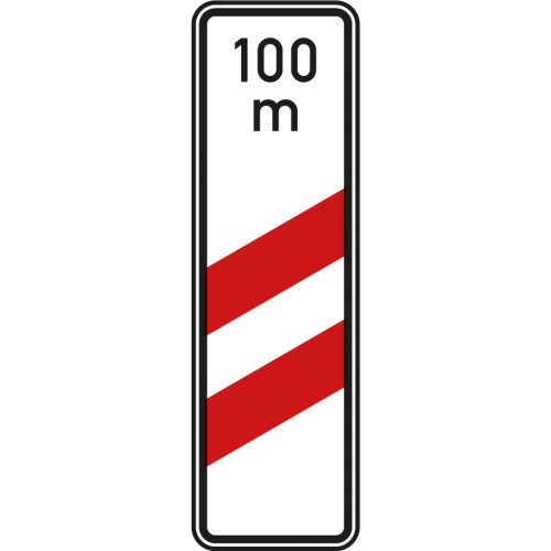 Verkehrsschild Zweistreifige Bake Aufstellung rechts VZ 159-11 mit 100 m Abstand