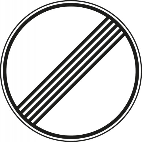 Verkehrsschild Ende sämtlicher streckenbezogener Geschwindigkeitsbeschränkungen und Überholverbote VZ 282