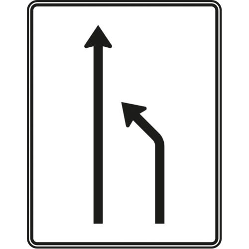 Verkehrszeichen Einengungstafel ohne Gegenverkehr, Einzug rechts und noch 1 Fahrstreifen, VZ 531-10