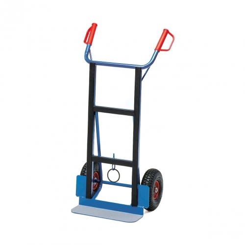 FETRA Gerätekarre 11040 mit Luftbereifung und Tragkraft 350 kg, blaue Transportkarre mit roten Griffen