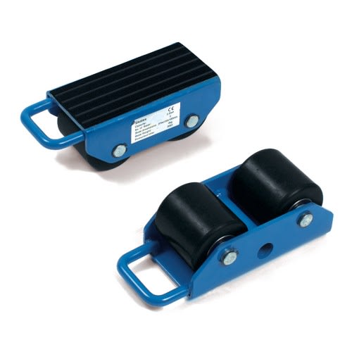 FETRA Transportroller 6943 mit Tragkraft 2,5 Tonnen, blauer Stahlrahmen und schwarze Rollen