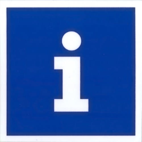 Hinweisschild Information blaues Quadrat mit weißem Informationssymbol