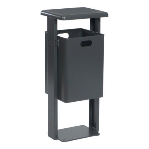 Rechteckiger Standabfallbehälter mit abgerundeter Abdeckhaube und 40 Liter Fassungsvermögen in dunkelgrauer Farbe