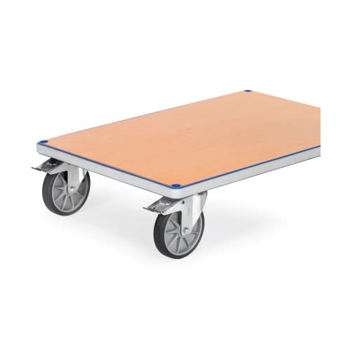 FETRA Transportwagen mit Holzplatte und vier Lenkrollen