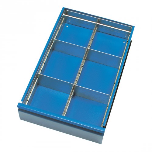 FETRA Schubladen-Einteilungs-Set 2146 für Stahlblech-Werkstattwagen, blaue Schublade mit Metallunterteilungen