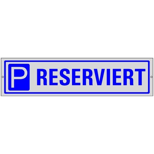 Edler Parkplatzreservierer mit blauem P-Symbol und Schriftzug Reserviert