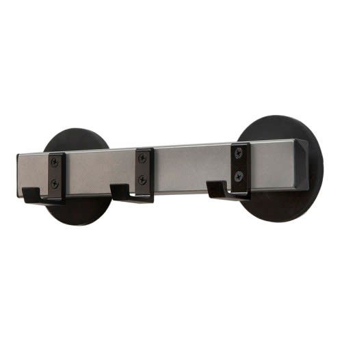 Wandgarderobe mit drei schwarzen Garderobenhaken und magnetischer Befestigung