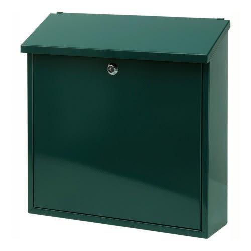 Grüner Wandbriefkasten aus Metall mit Schloss