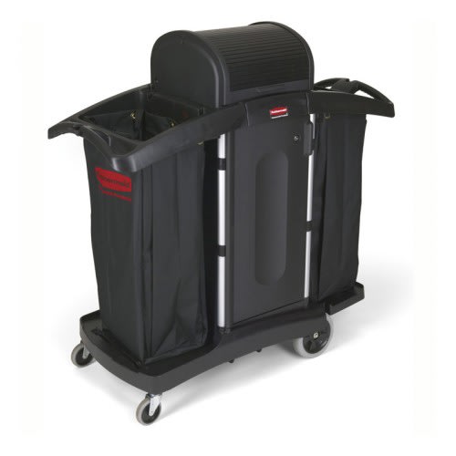 Hotelwagen HIGH SECURITY von Rubbermaid mit robustem schwarzem Design und großen Seitentaschen