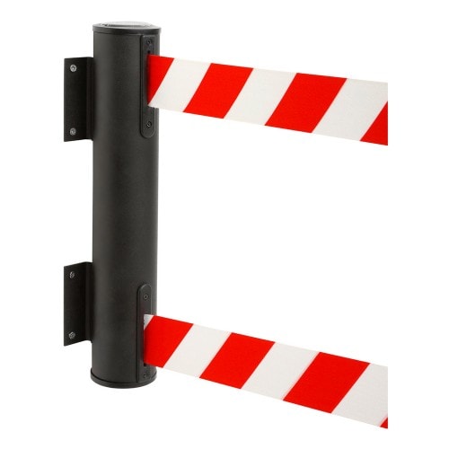 Gurt-Wandkassette GLWD 25/45 mit dualem rot-weiß gestreiftem Absperrgurt