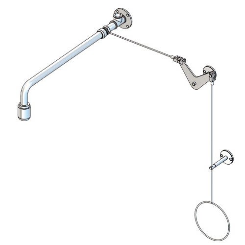 Notdusche mit Zugstangen-Umlenkung zur Über-Tür-Montage Aufputz, technische Zeichnung