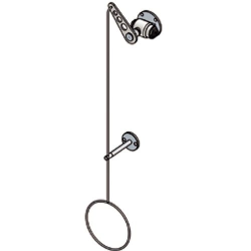 Zugstangenventil für Notduschen zur Wandmontage Aufputz mit Zugstange und Halterung