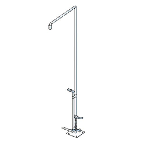 Notdusche mit Entleerung und Augendusche zur Bodenmontage aus Edelstahl