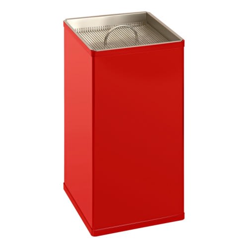 Roter Standascher QUADREX mit viereckiger Ascherschale und Sieb aus Metall