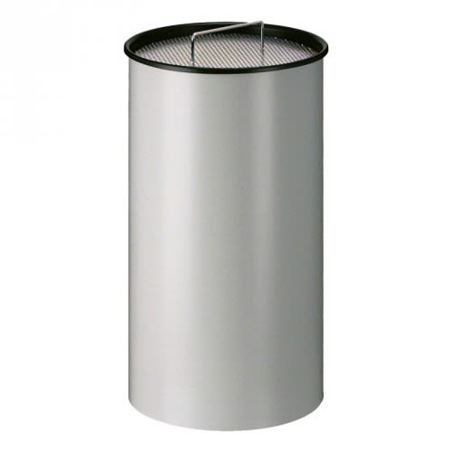 Standascher RONDA rund mit Ascherschale und Sieb, 50 Liter Fassungsvermögen, silberfarben
