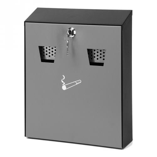 Wandaschenbecher aus Metall mit integrierter Löschplatte und Schlüssel