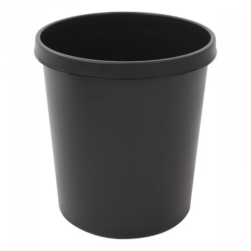 Kegelförmiger schwarzer Papierkorb mit verstärktem Rand, rund, 18 Liter Fassungsvermögen