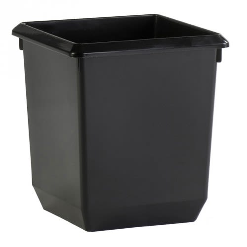 Kegelförmiger viereckiger Recycling Papierkorb aus schwarzem Kunststoff mit 21 bis 27 Liter Inhalt