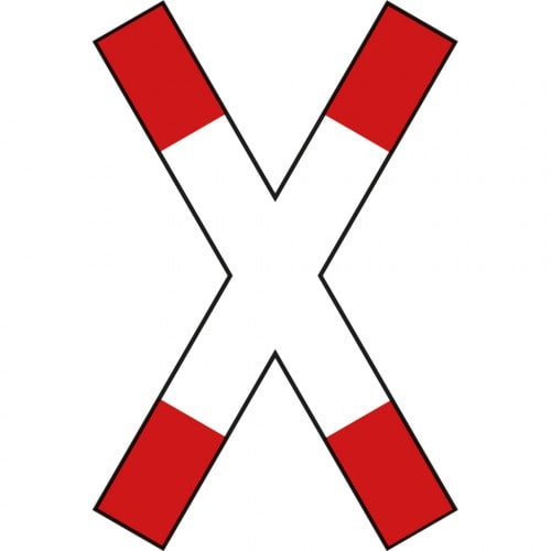 Andreaskreuz stehend Verkehrsschild VZ 201-50 mit rotem und weißem Kreuz