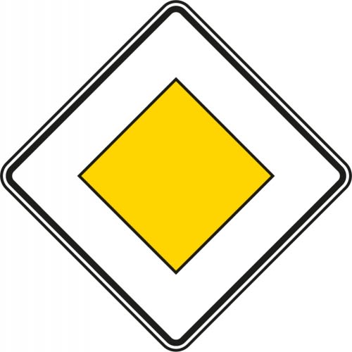 Vorfahrtstraße Verkehrsschild VZ 306 gelbes Raute-Schild mit weißem Rand