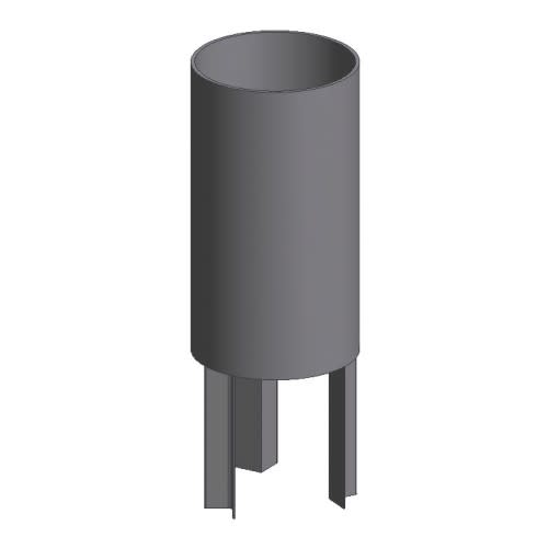 Rohrmast-Verlängerung zum Einstecken aus Metall, zylindrisch mit vier Befestigungsfüßen