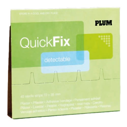 Nachfüllpack für QuickFix Pflasterspender mit detektierbaren Pflastern, 45 sterile Streifen 72x25 mm