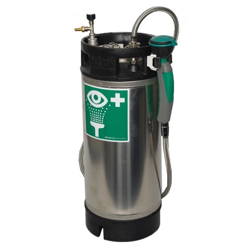Tank Augendusche mit Edelstahltank 16 Liter, Notfall-Augenwaschstation aus Edelstahl mit Handbrause