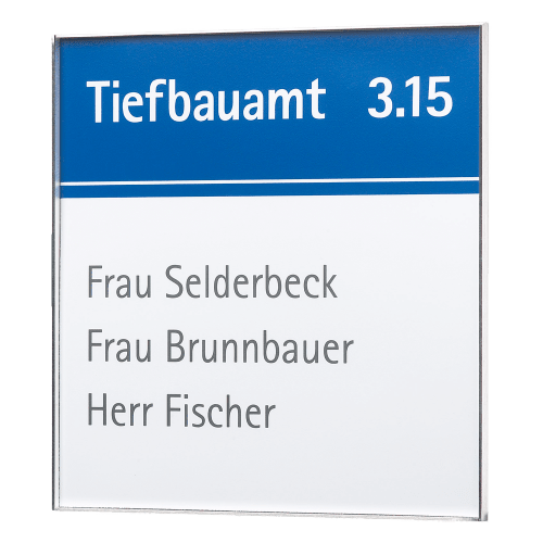 RIO Türschild Tiefbauamt 3.15 mit Namen Frau Selderbeck, Frau Brunnbauer und Herr Fischer