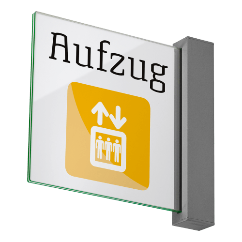 TORiNO Fahnenschild Aufzug mit Aufzugsymbol und Pfeilen nach oben und unten