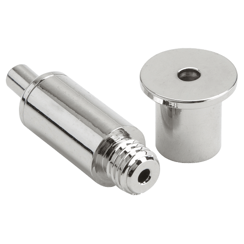 Deckenautomatik aus Metall, bestehend aus zwei Teilen, glänzend und silberfarben