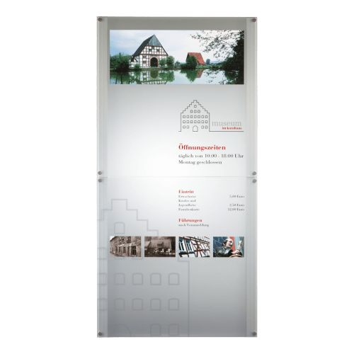 GALERIE Außenaufsteller mit Museum Informationen, Öffnungszeiten, Eintrittspreisen und Bildern