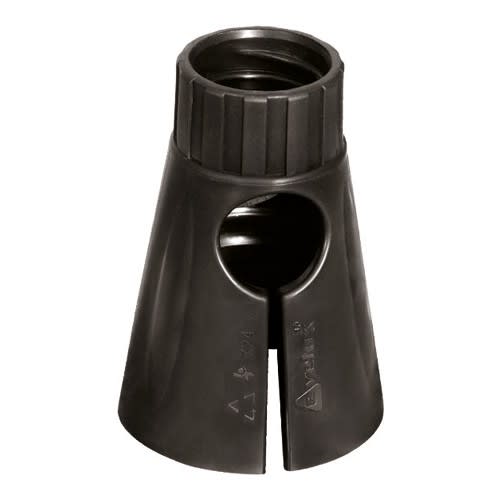 Schwarzer Adapter für PVC Leitkegel mit Schlitz und Schraubverschluss