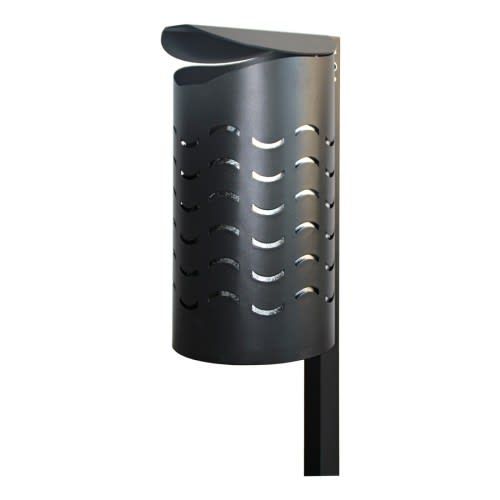 Design Rund-Abfallbehälter mit Gaszugfeder und Pfosten, schwarzer 60 Liter Müllbehälter mit dekorativen Wellenmustern