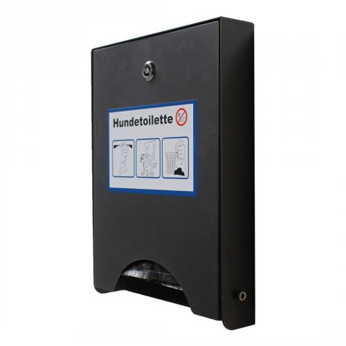 Schwarzer Design Beutelspender für Hundekotbeutel mit Wand- und Pfostenbefestigung, Füllvolumen für 450 Beutel, mit Aufkleber Hundetoilette