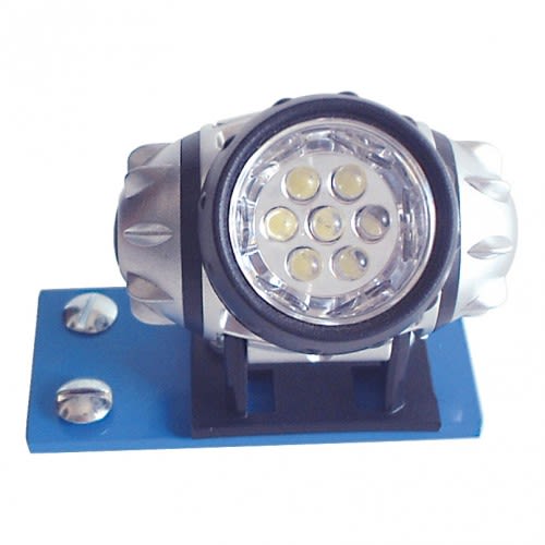 Speziallampe für Inspektionsspiegel VISION mit LED-Leuchten auf blauem Halter