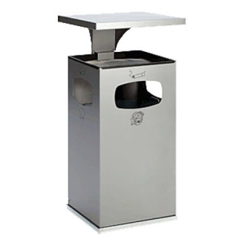 Abfalleimer mit verstärktem Schutzdach und integriertem Ascher, 3-fach Einwurf, verschiedene Fassungsvolumen