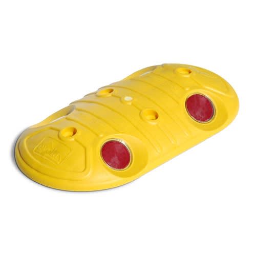 Gelber Markierungsnagel Typ V mit roten Reflektoren