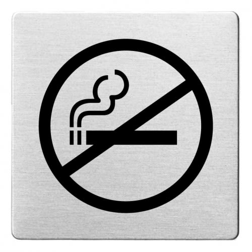 Piktogramm Rauchen verboten Symbol mit abgerundeten Ecken auf metallischem Hintergrund