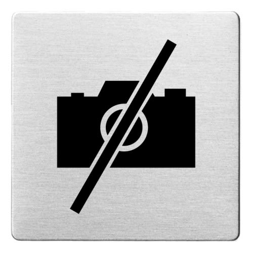 Piktogramm Fotografieren verboten Symbol auf abgerundetem quadratischem Schild